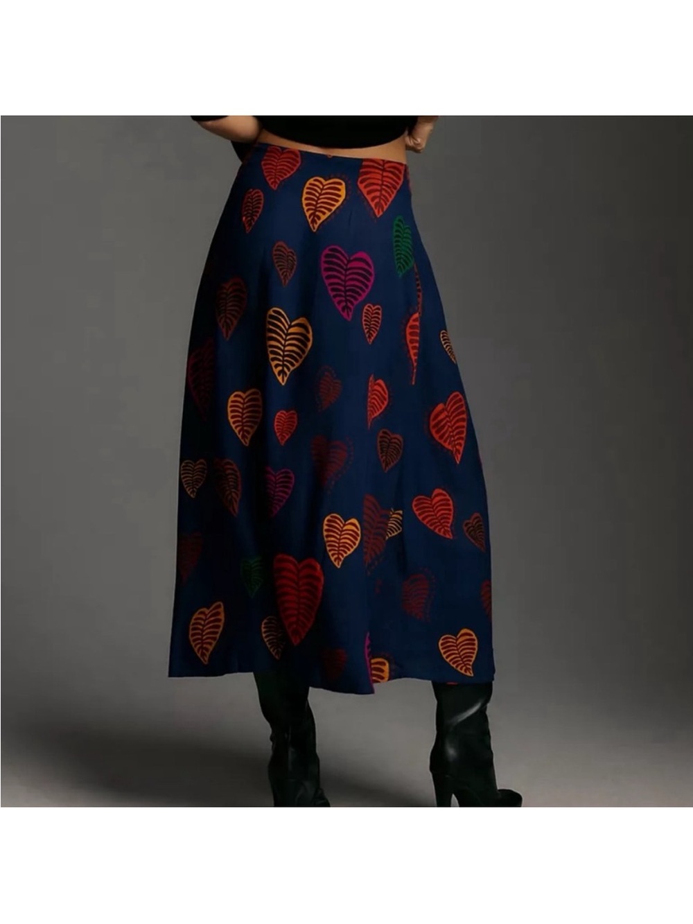 NWT Farm Rio x By Anthropologie Satin Slip Midi Skirt - Multi - Picture 4 of 12